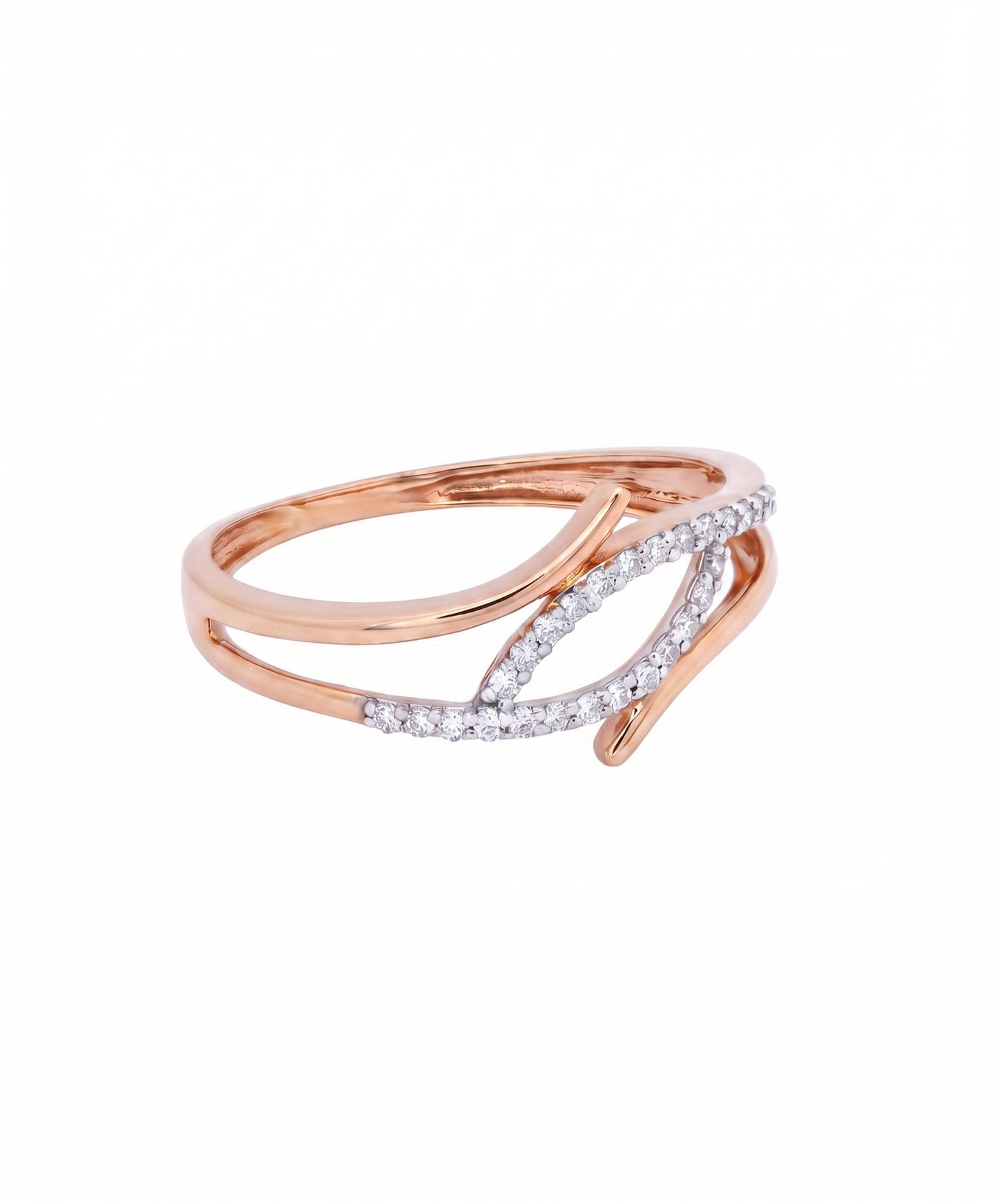 Lehar Diamond Wave 18kt Rose Gold Ring for Women