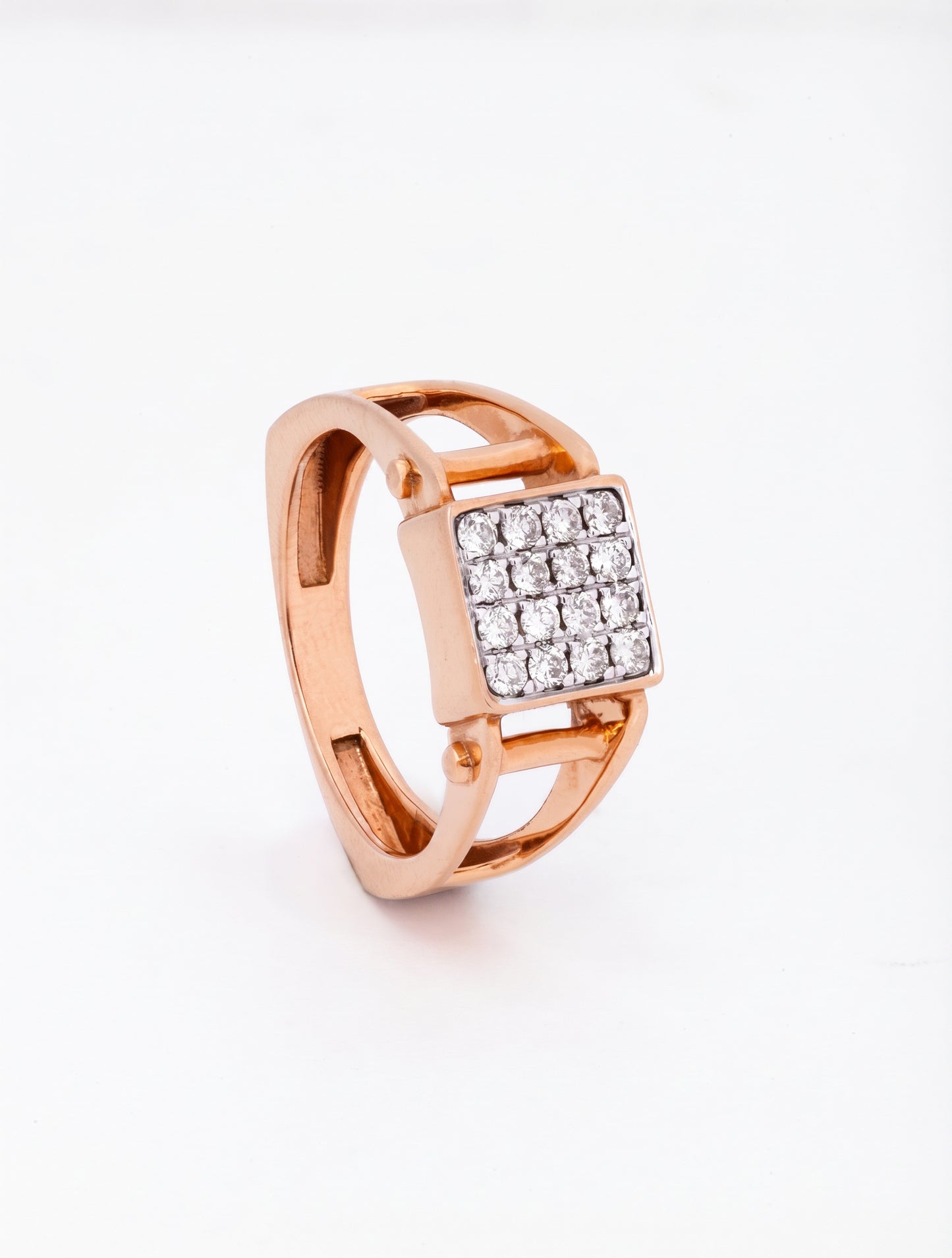 Dhruv Men's Diamond Square 18kt Rose Gold Ring