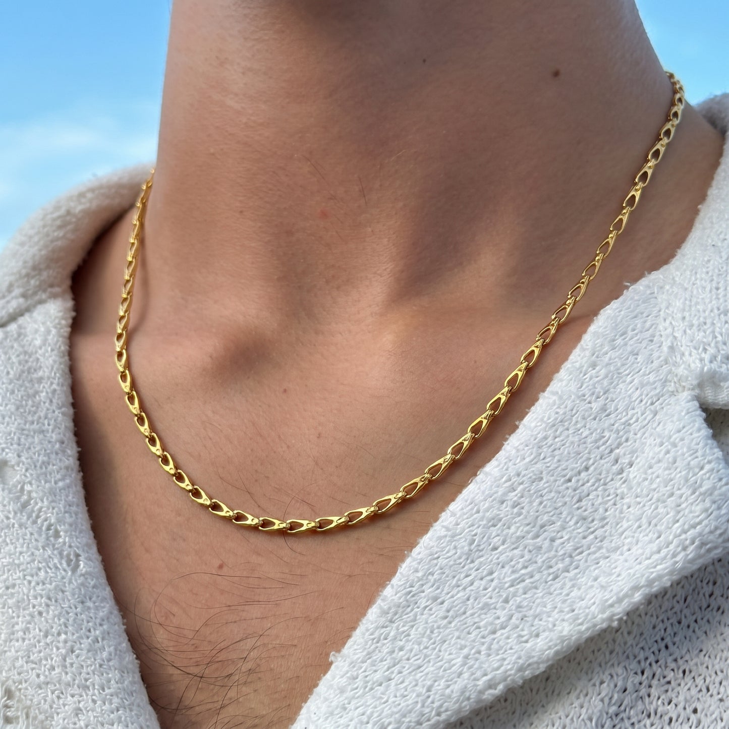 18KT Yellow Gold Tulip Link Chain for Men