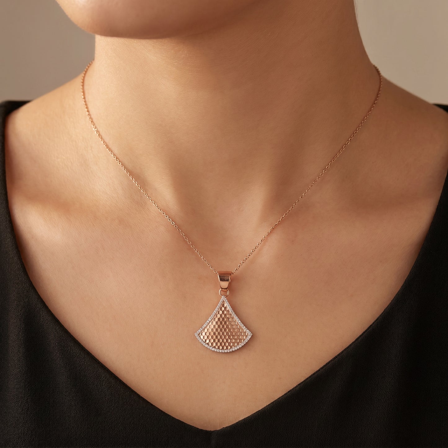 18KT Rose Gold Triangle Pendant For Women