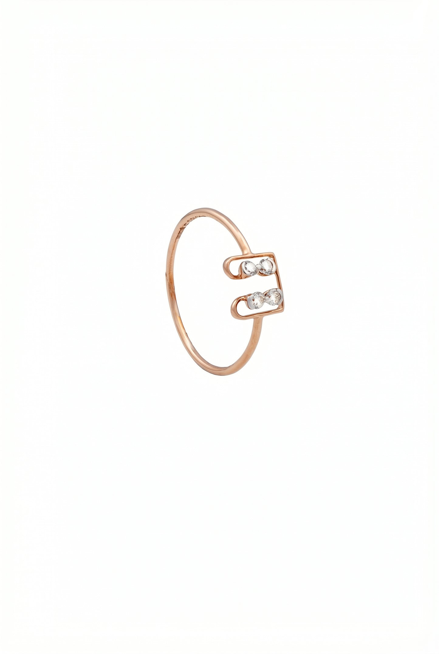 18kt Rose Gold Double-Bar Diamond Ring for Women