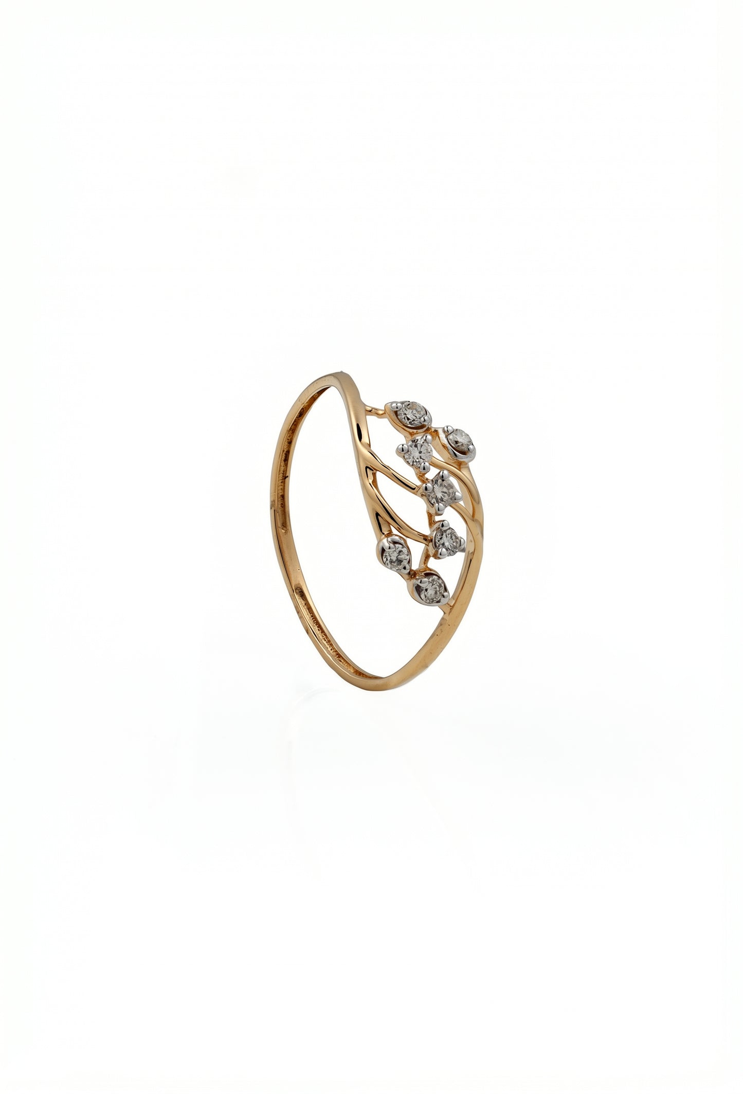 18kt Gold Open Leaf Diamond Ring for Women