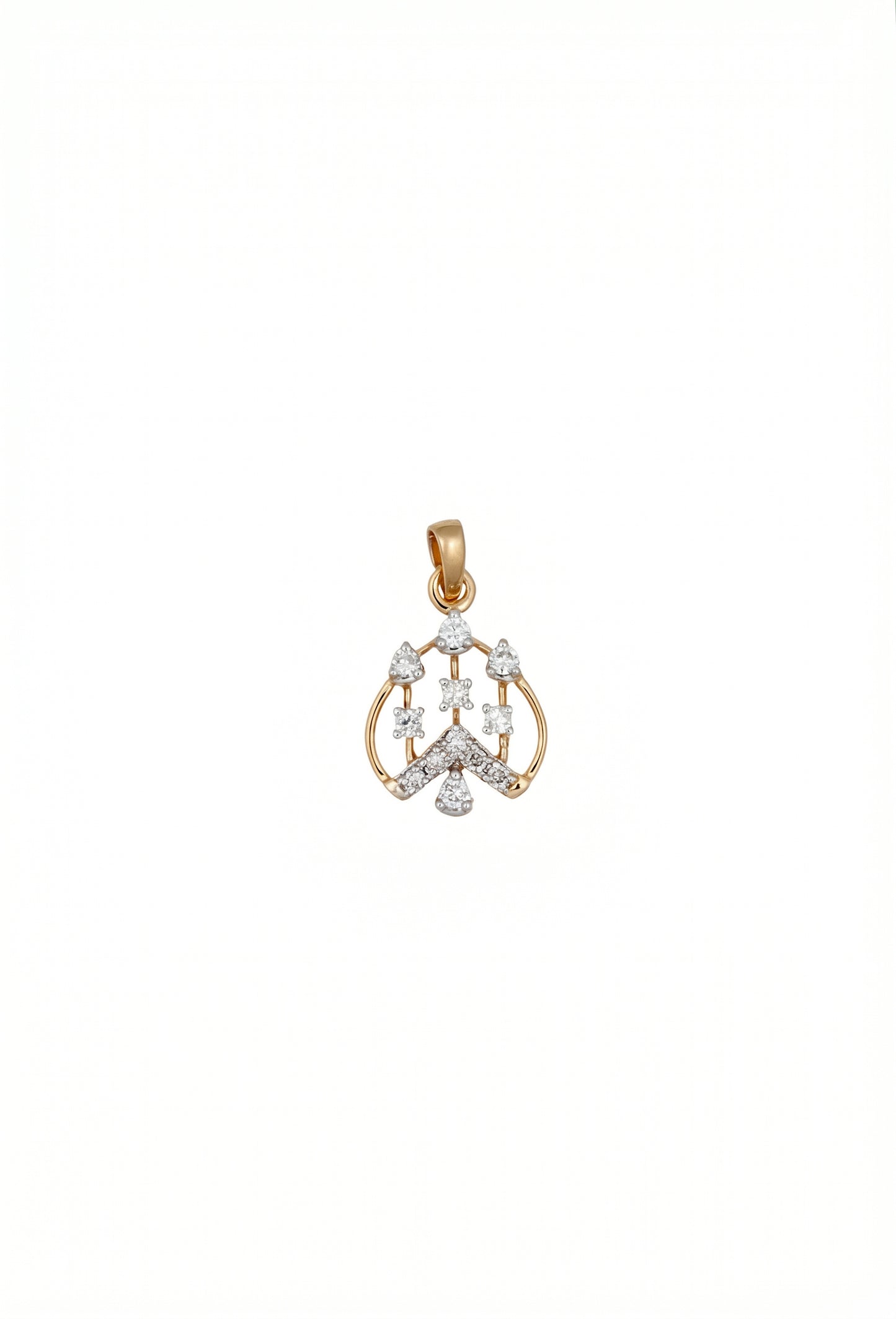 18kt Gold Open Crown Daily Wear Diamond Pendant