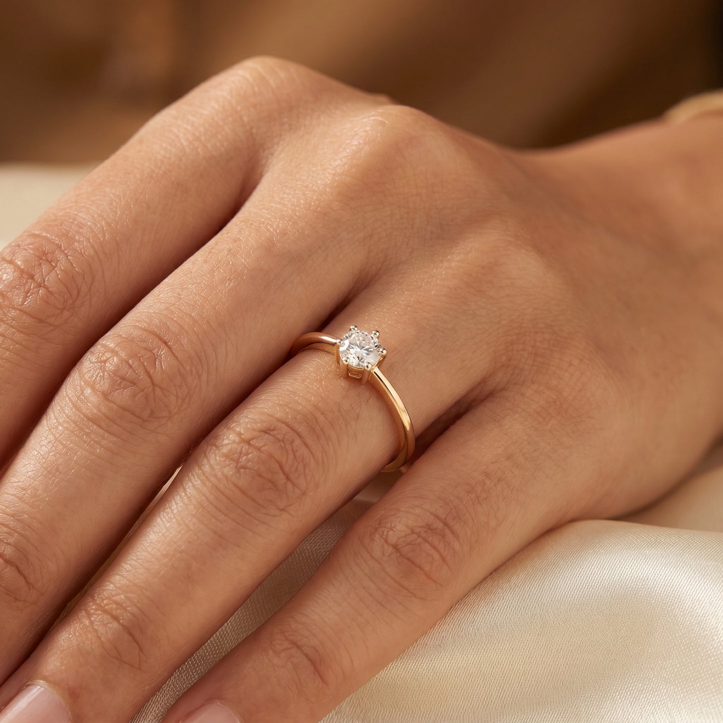 18KT Gold Solitaire Diamond Ring for Engagement