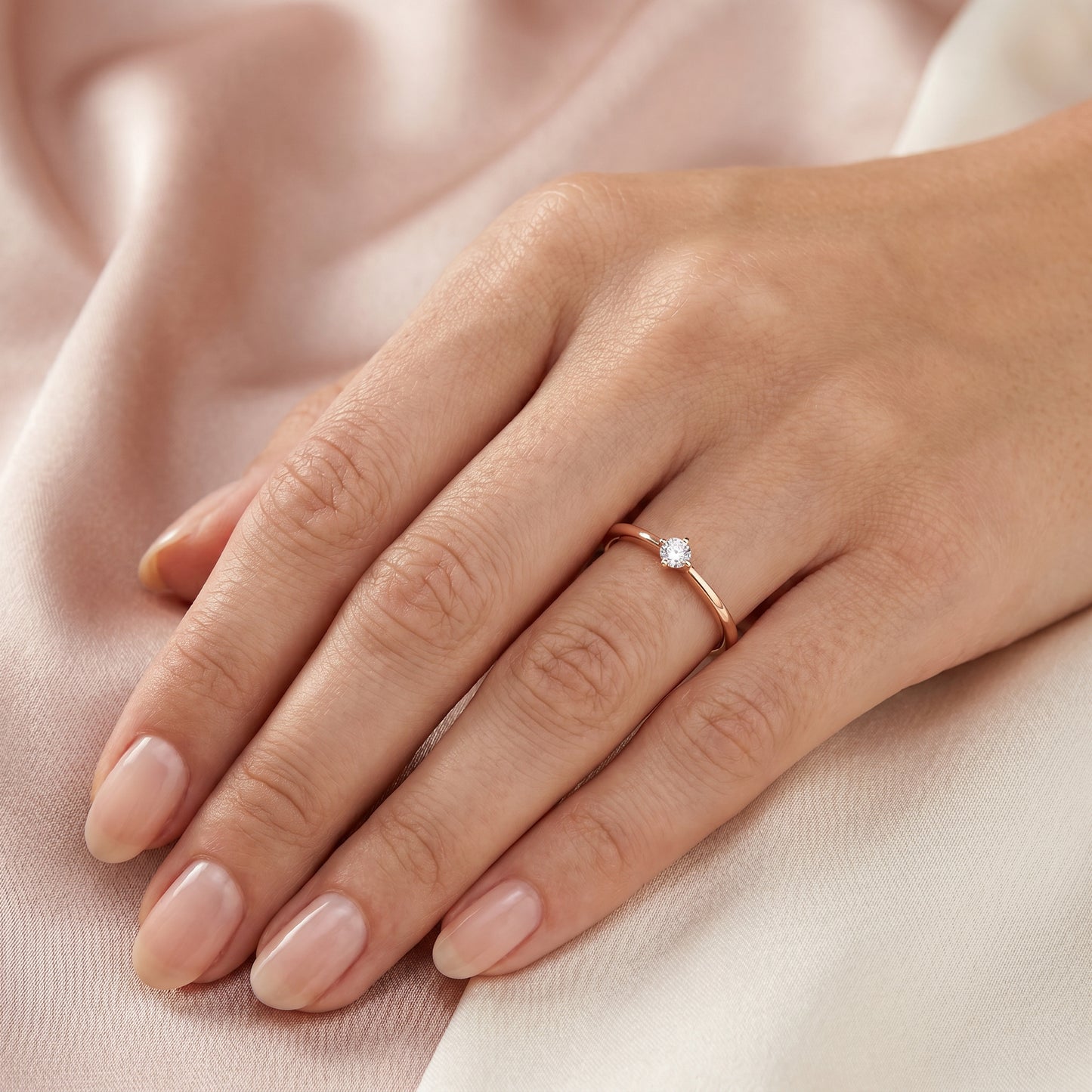 18KT Yellow Gold Solitaire Diamond Ring For Women