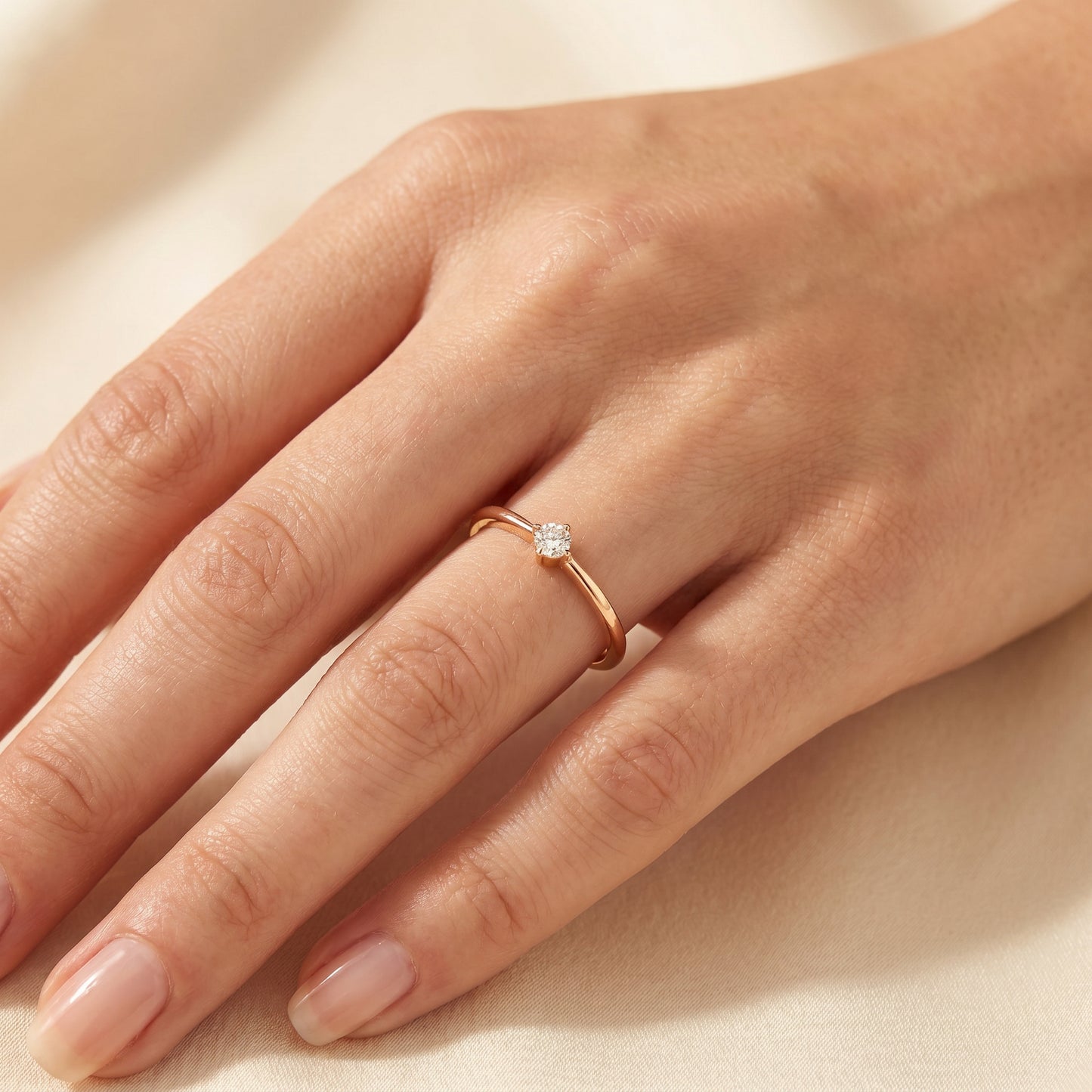 18KT Yellow Gold Solitaire Women's Diamond Ring
