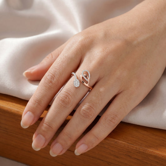 18Kt Rose Gold Diamond Open Ring for Women