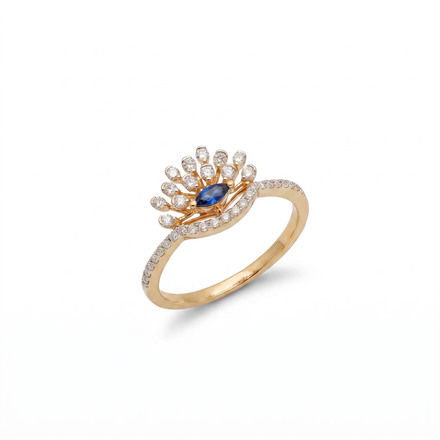 18Kt Blue Crown Diamond Ring For Women