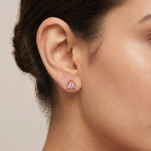 18Kt Rose Gold Diamond Triangle Stud Earrings Women