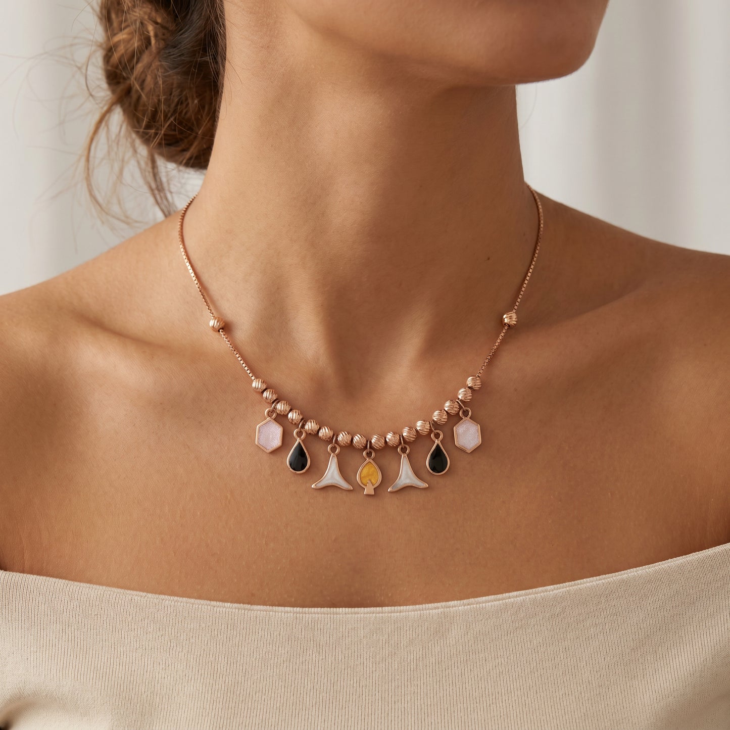 18KT Rose Gold Charm Necklace for Women