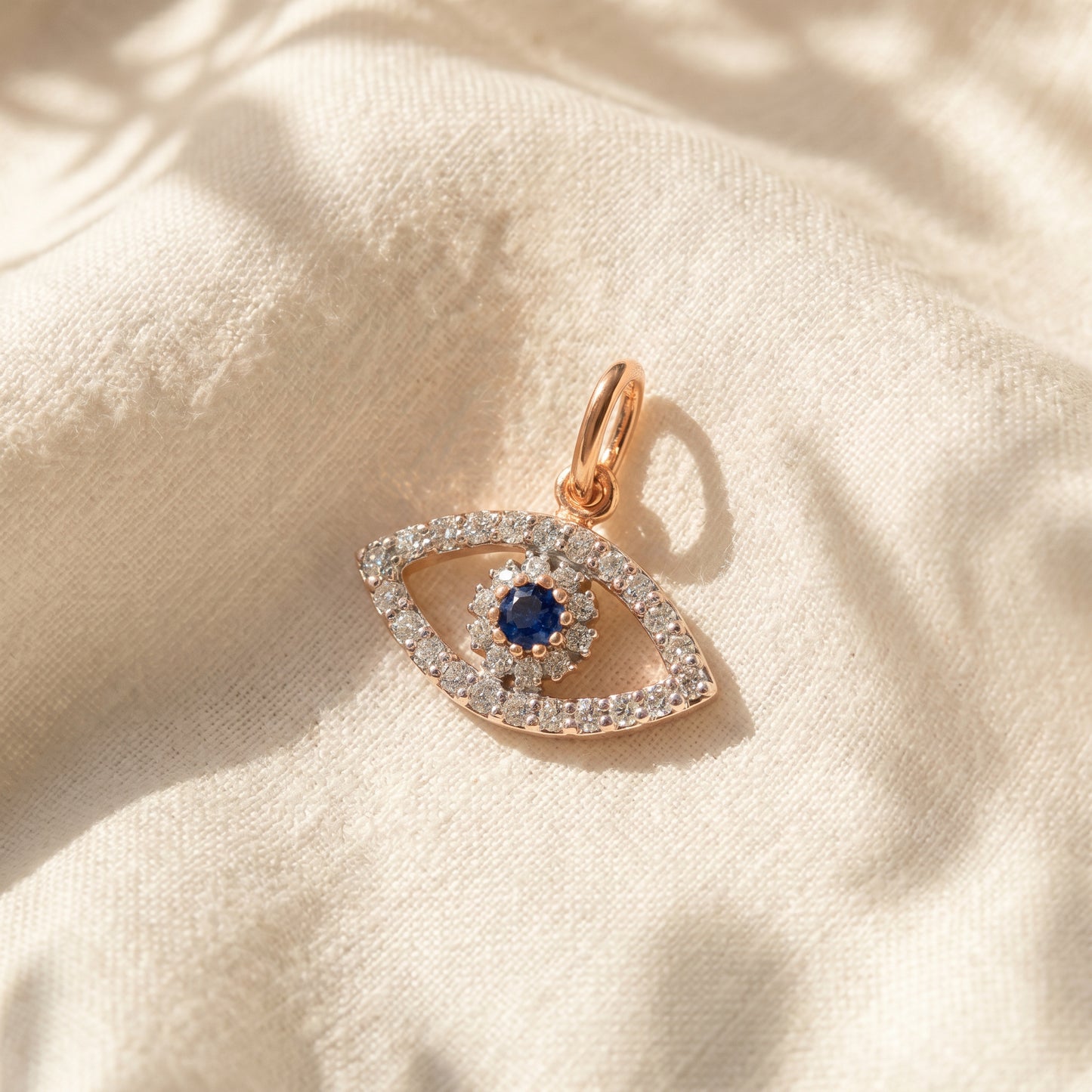 18KT Rose Gold Diamond Evil Eye Pendant