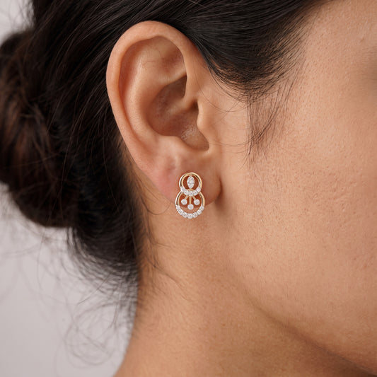 18KT Gold Diamond Drop Earrings for Women