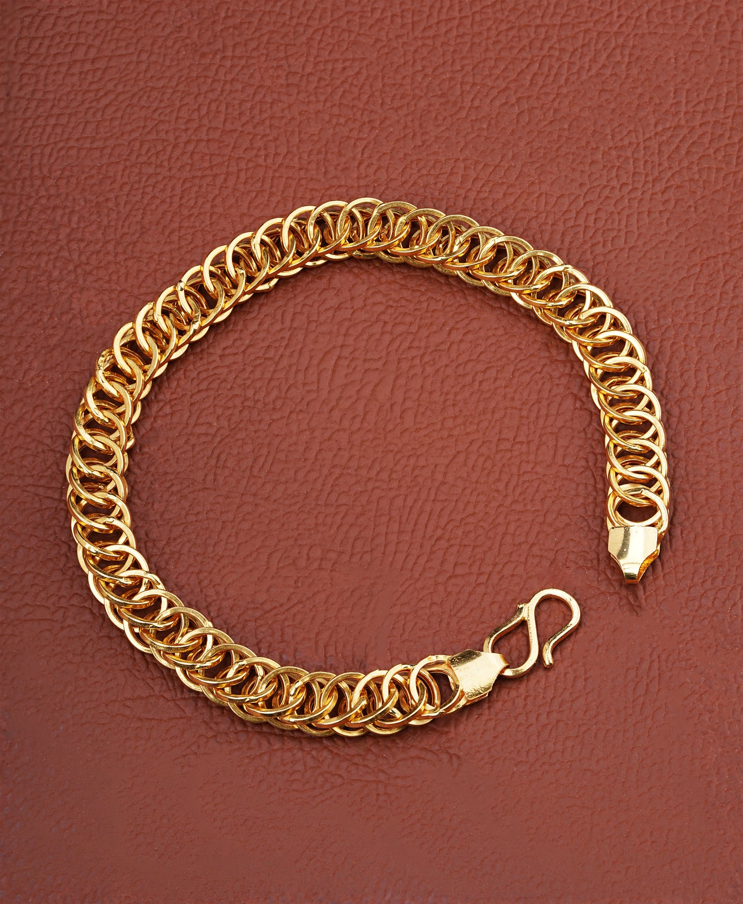 18kt Yellow Gold Chainmail Ring Link Bracelet for Men