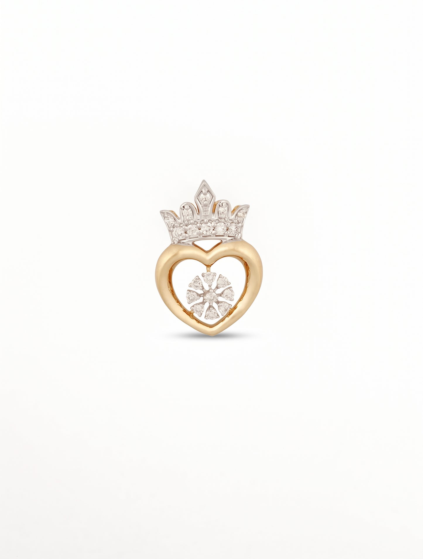 Rani 18kt Two-Tone Gold Diamond Crown Heart Pendant for Women