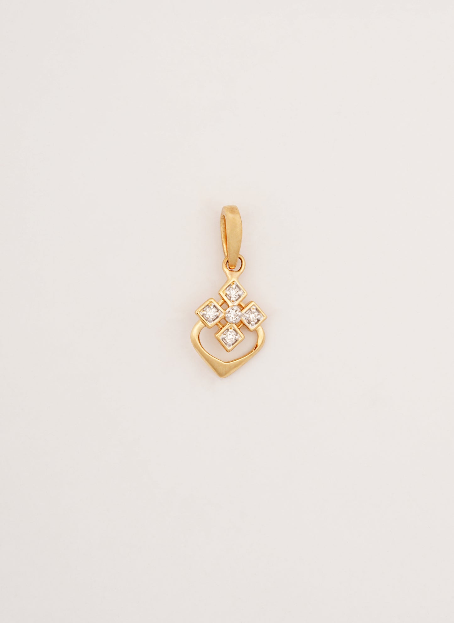 Aastha Diamond Cross Heart 18kt Gold Pendant For Women