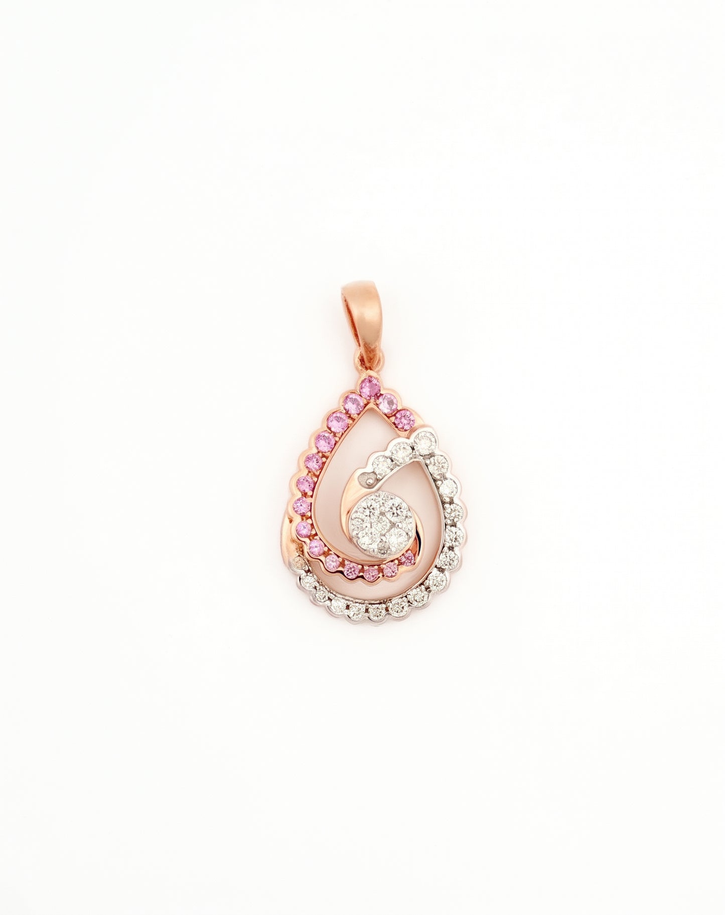 Gulaab Pink Sapphire & Diamond Teardrop 18kt Rose Gold Pendant