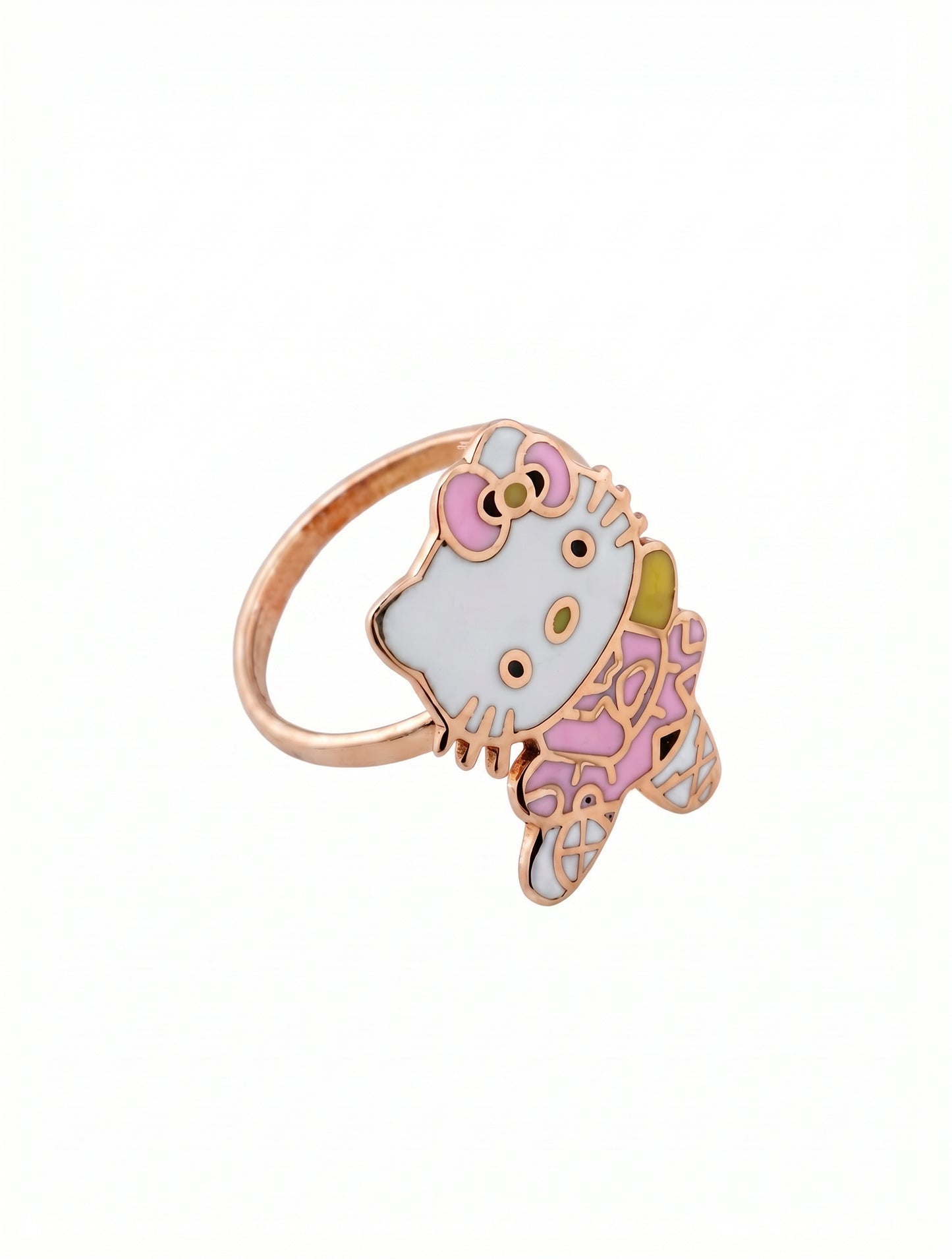 Kitty Kids Enamel 18kt Gold Ring
