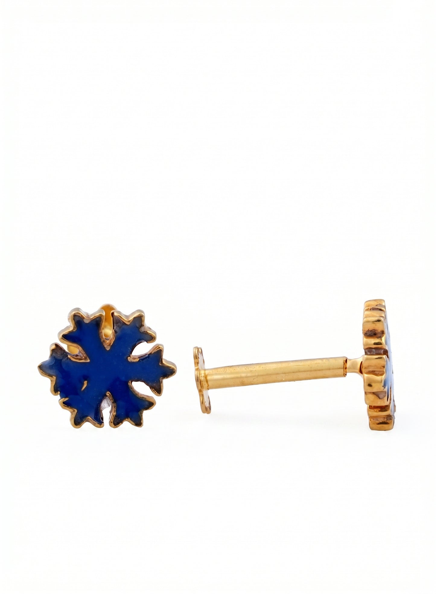 Hima Kids Snowflake Enamel 18kt Gold Earrings