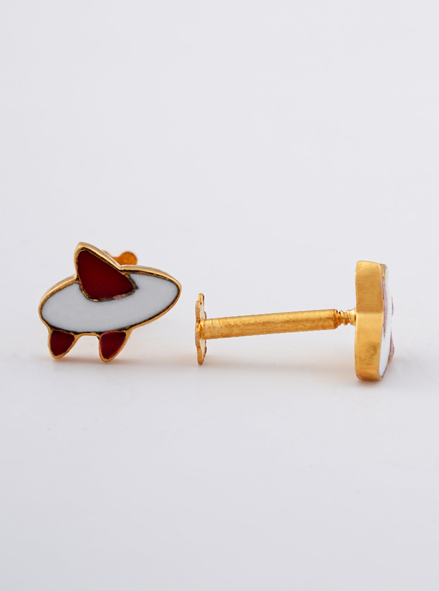 Zoom Kids UFO Spaceship Enamel 18kt Gold Earrings
