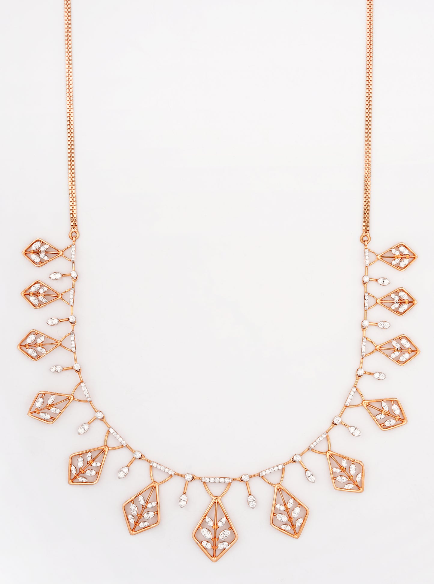 Marquise Diamond Fringe Women 18kt Rose Gold Necklace