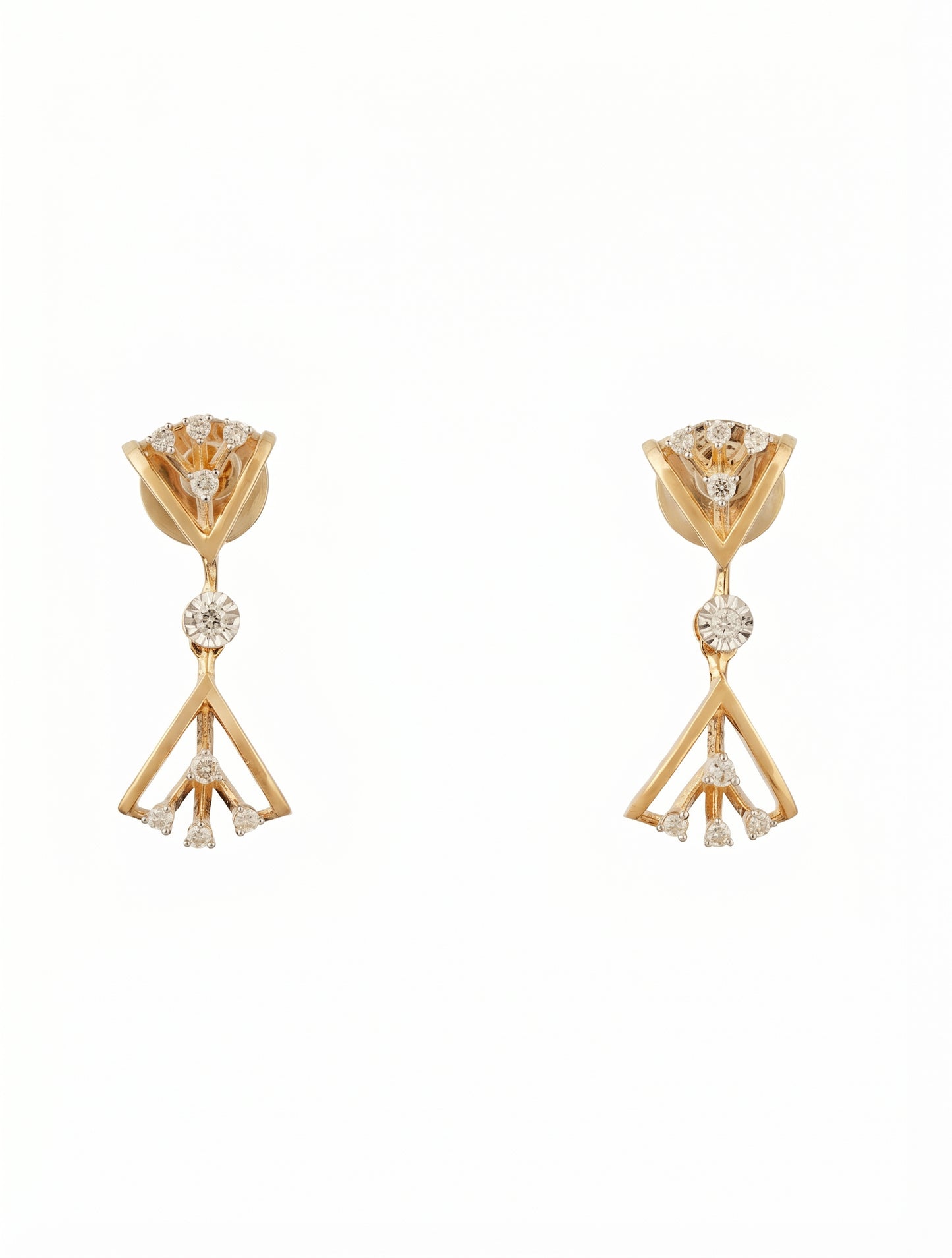 Lightweight 18Kt Gold Diamond Drop Earrings for Women