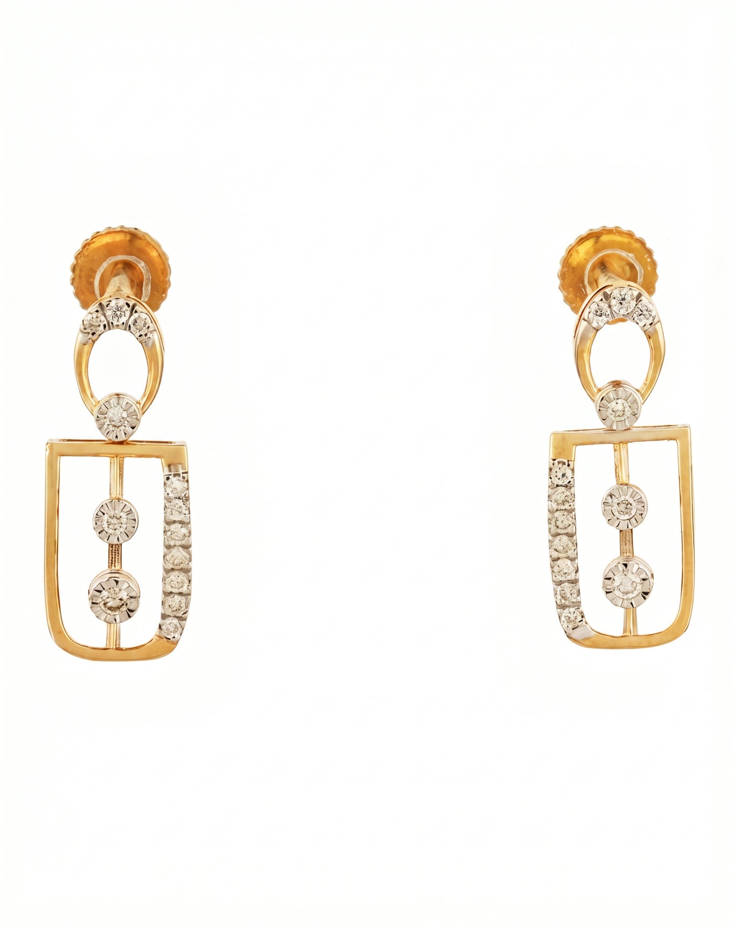 18Kt Gold Geometric Diamond Drop Earrings for Women