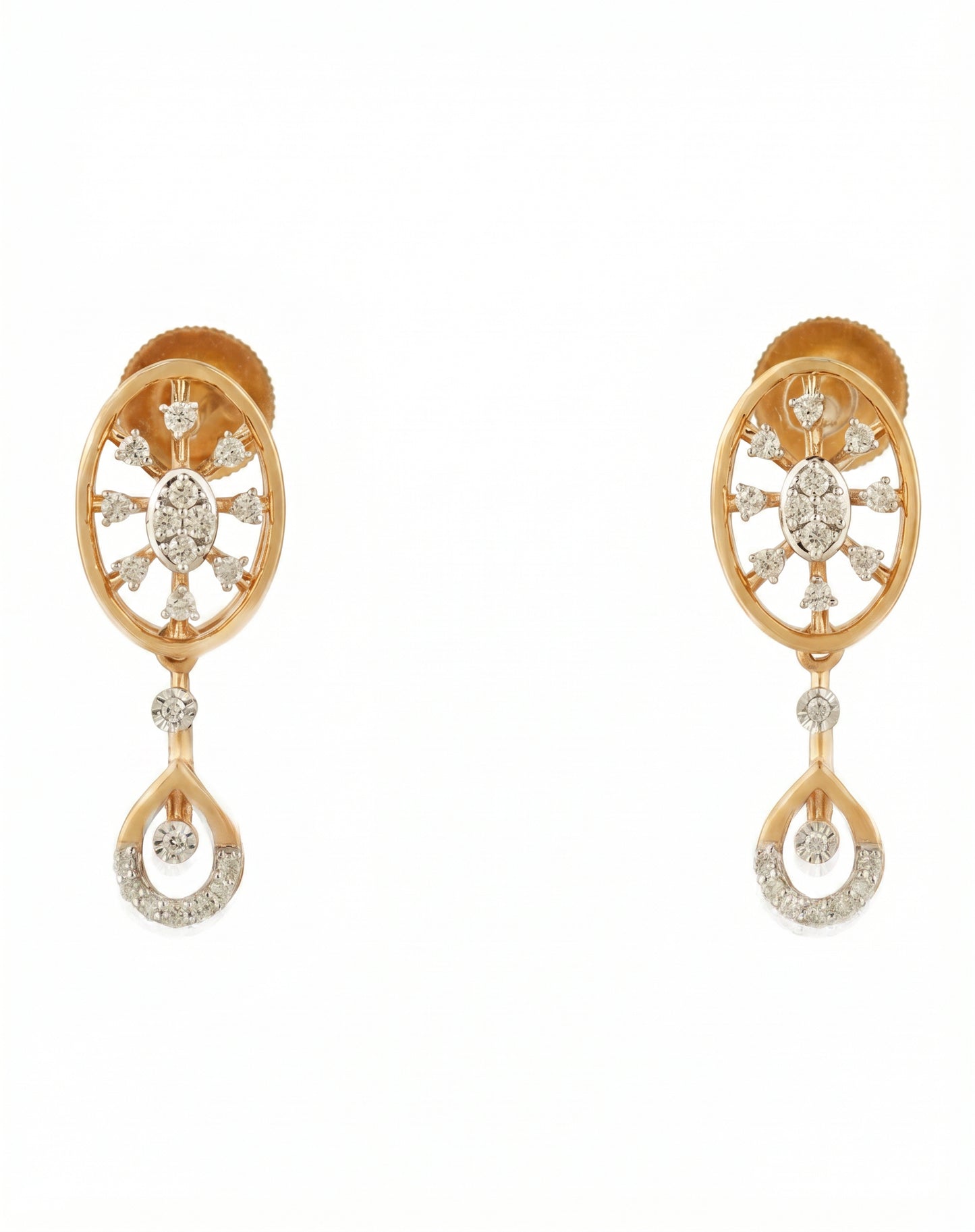 Lightweight Diamond Dangler Earrings in 18Kt Yellow Gold