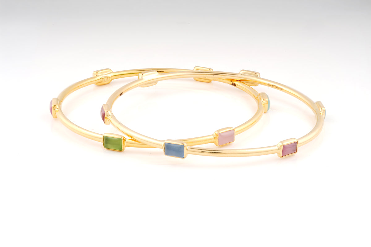 18KT Multicolour Gemstone Bangle Set