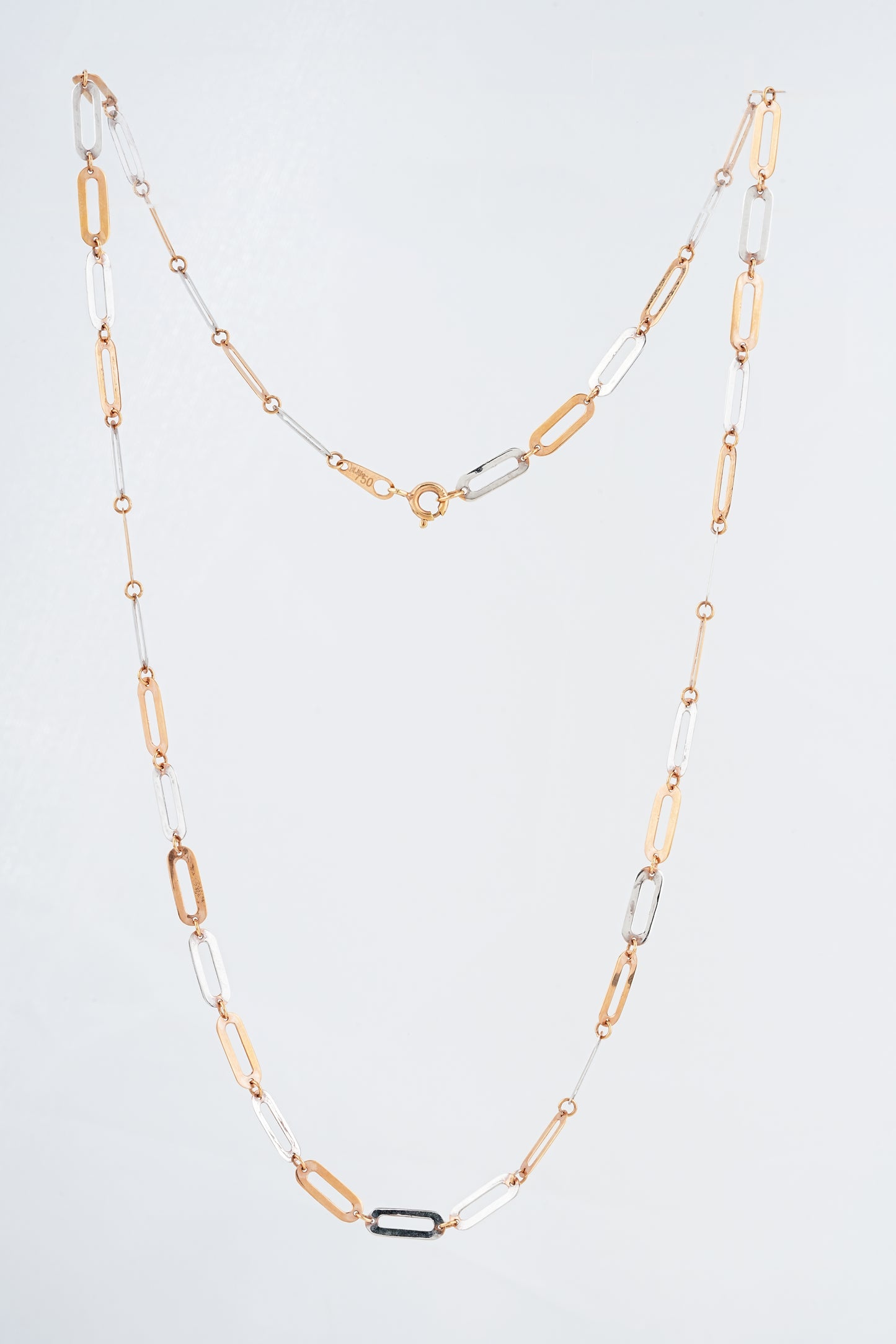 18kt Bold Oval Paperclip Dual-Tone Gold Chain for Men