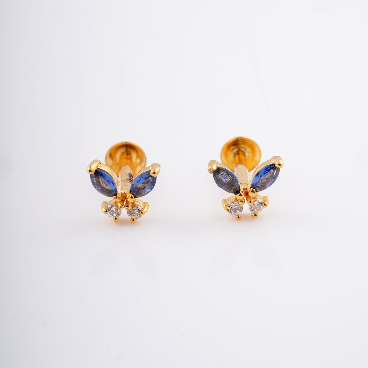 Blue Butterfly 18KT Stud Earrings