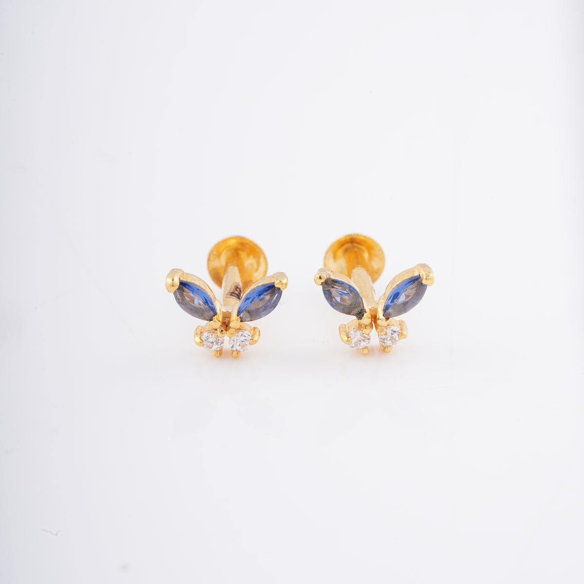 18KT Gold Stud Party Wear Earrings with Gemstones