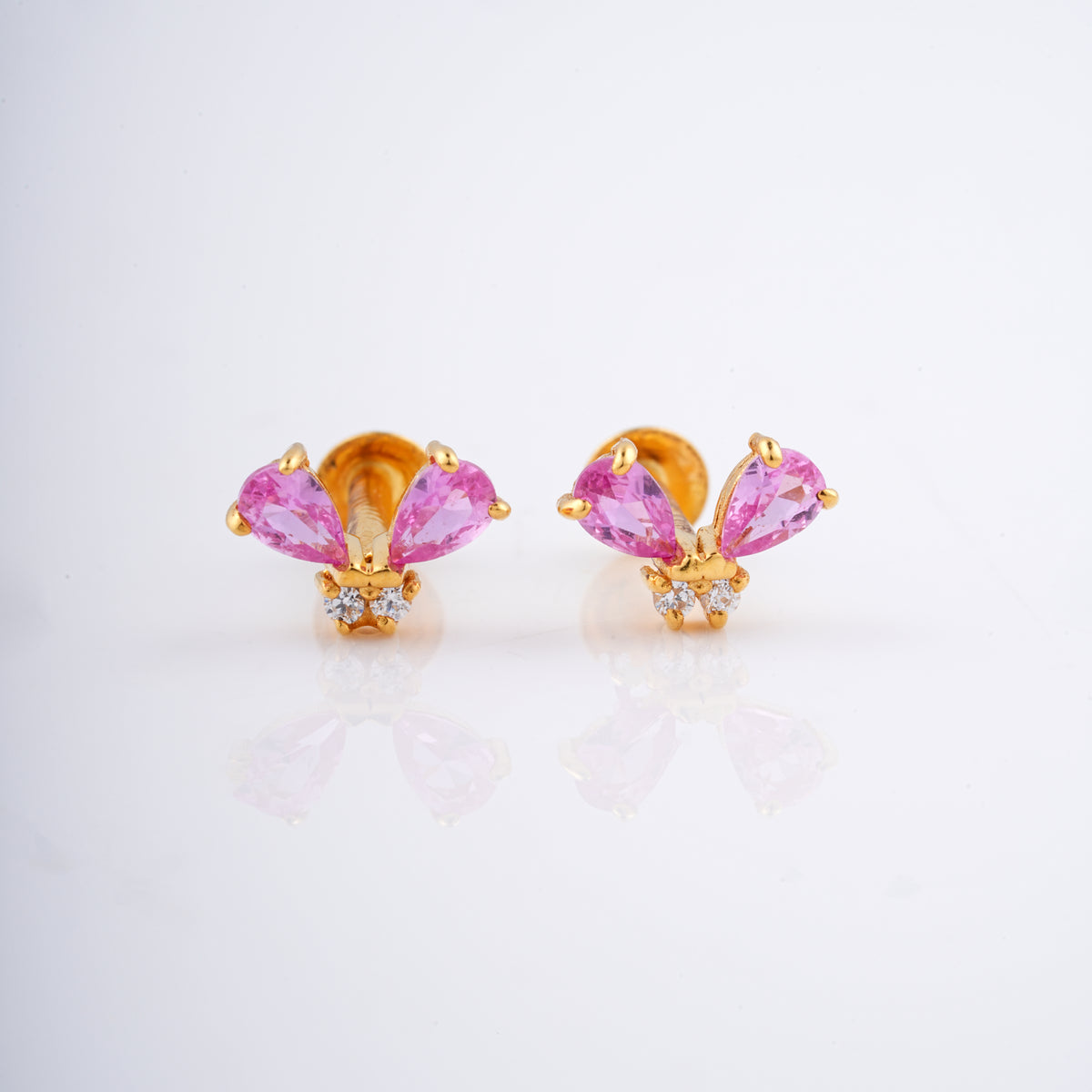 18KT Gold Gemstone Party Wear Stud Earrings
