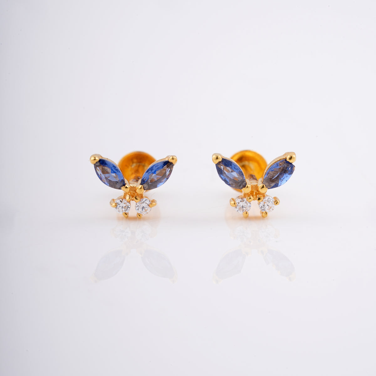 18KT Gold Gemstones Stud Earrings