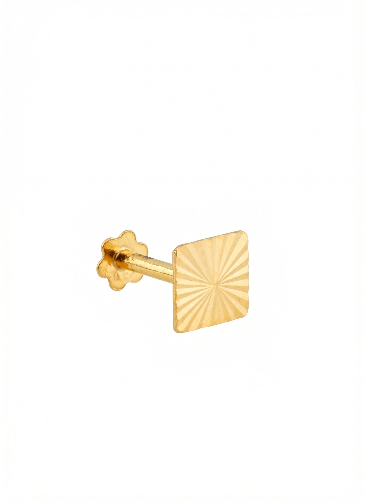 18Kt Gold Square Cut Single Stud Earring for Men