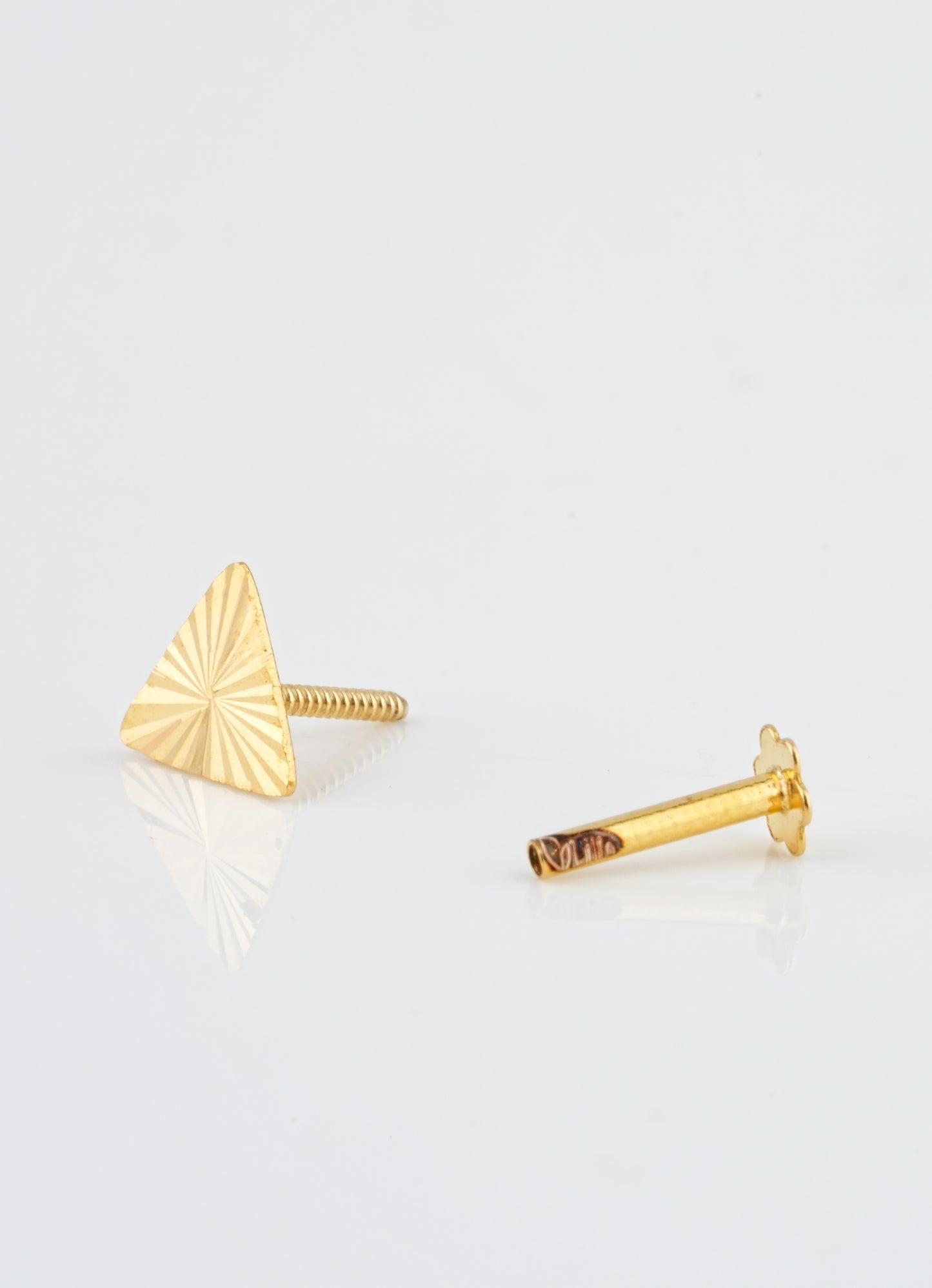18Kt Gold Triangle Cut Single Stud Earring for Men