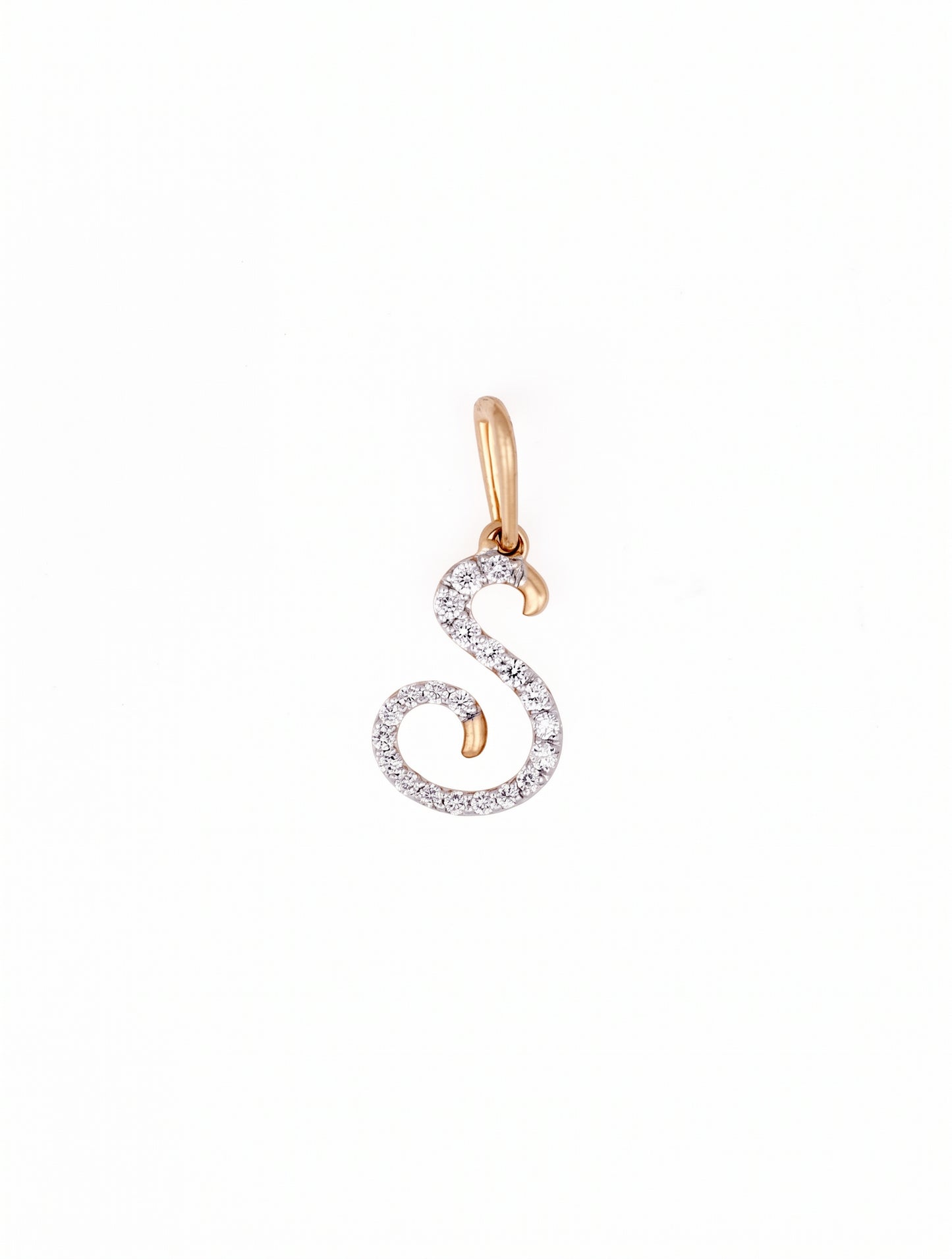 18kt Gold S Initial Daily Wear Diamond Pendant for Women