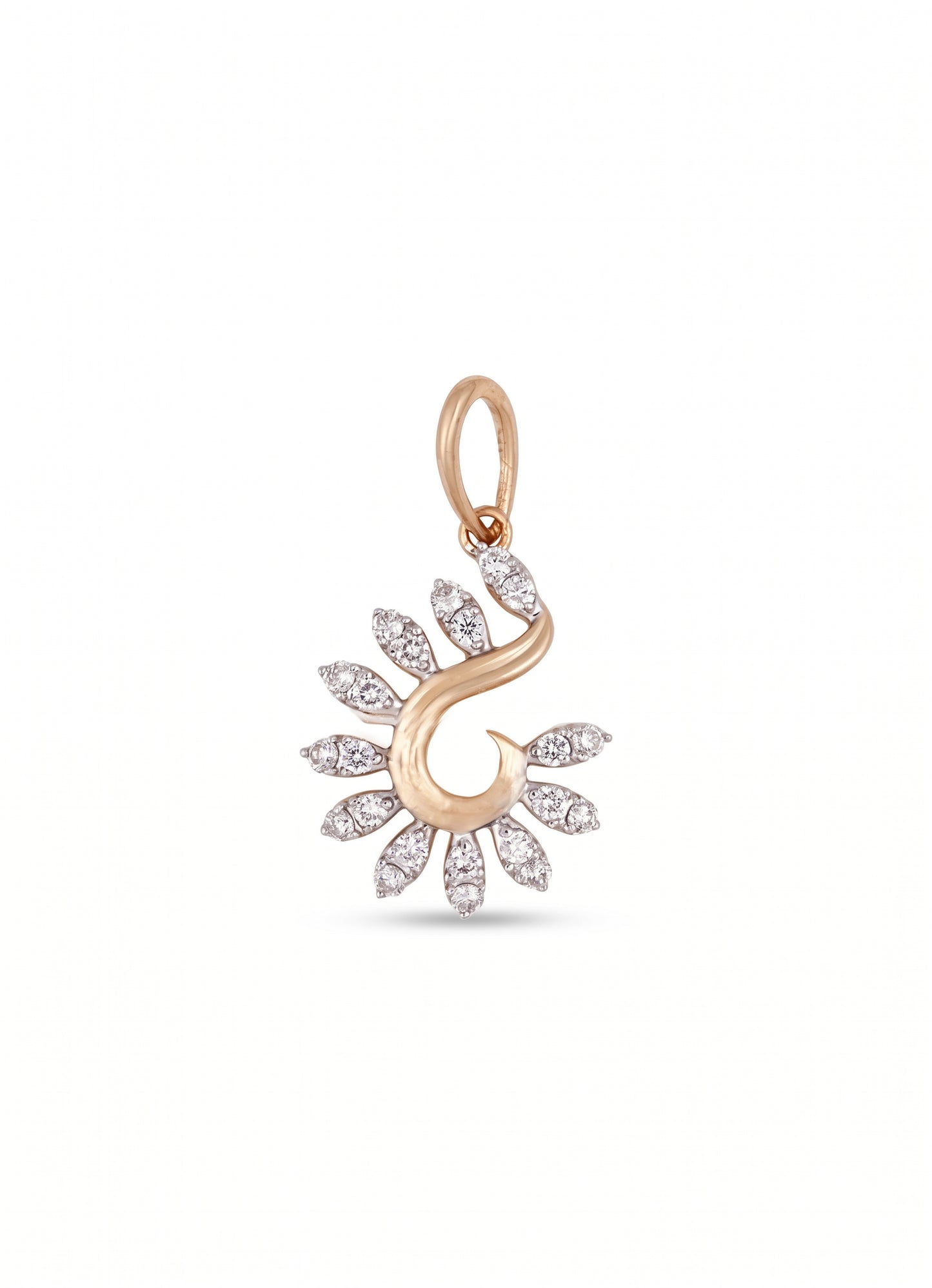 18kt Yellow Gold Diamond Sunburst Swirl Pendant for Women