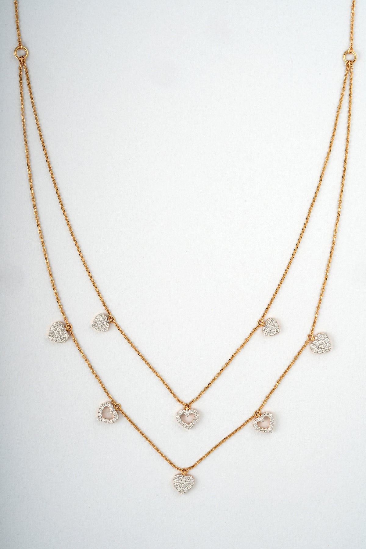 Multi Heart Charm 18KT Diamond Necklace For Women