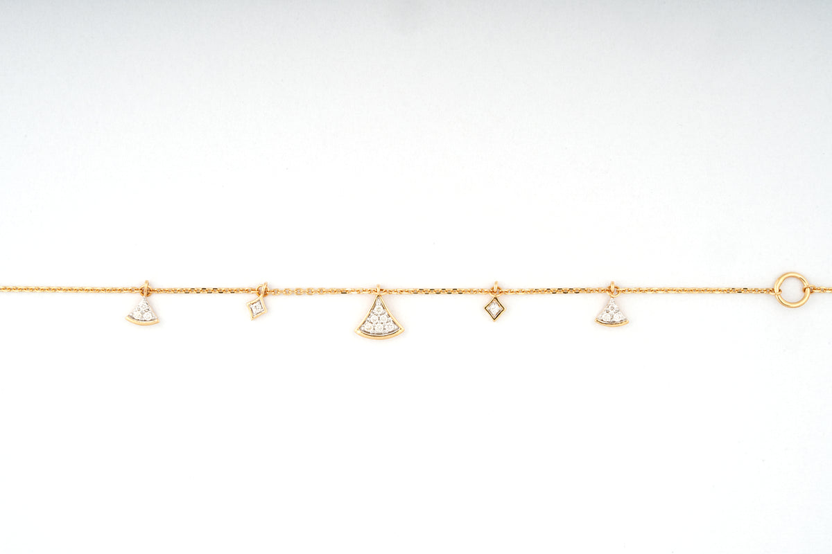 Fan Charm 18KT Diamond Bracelet For Women