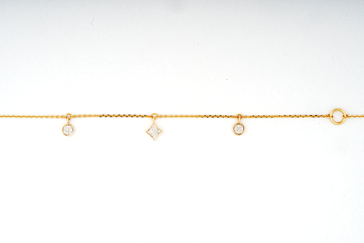 18KT Star Motif Diamond Chain Daily Wear Bracelet