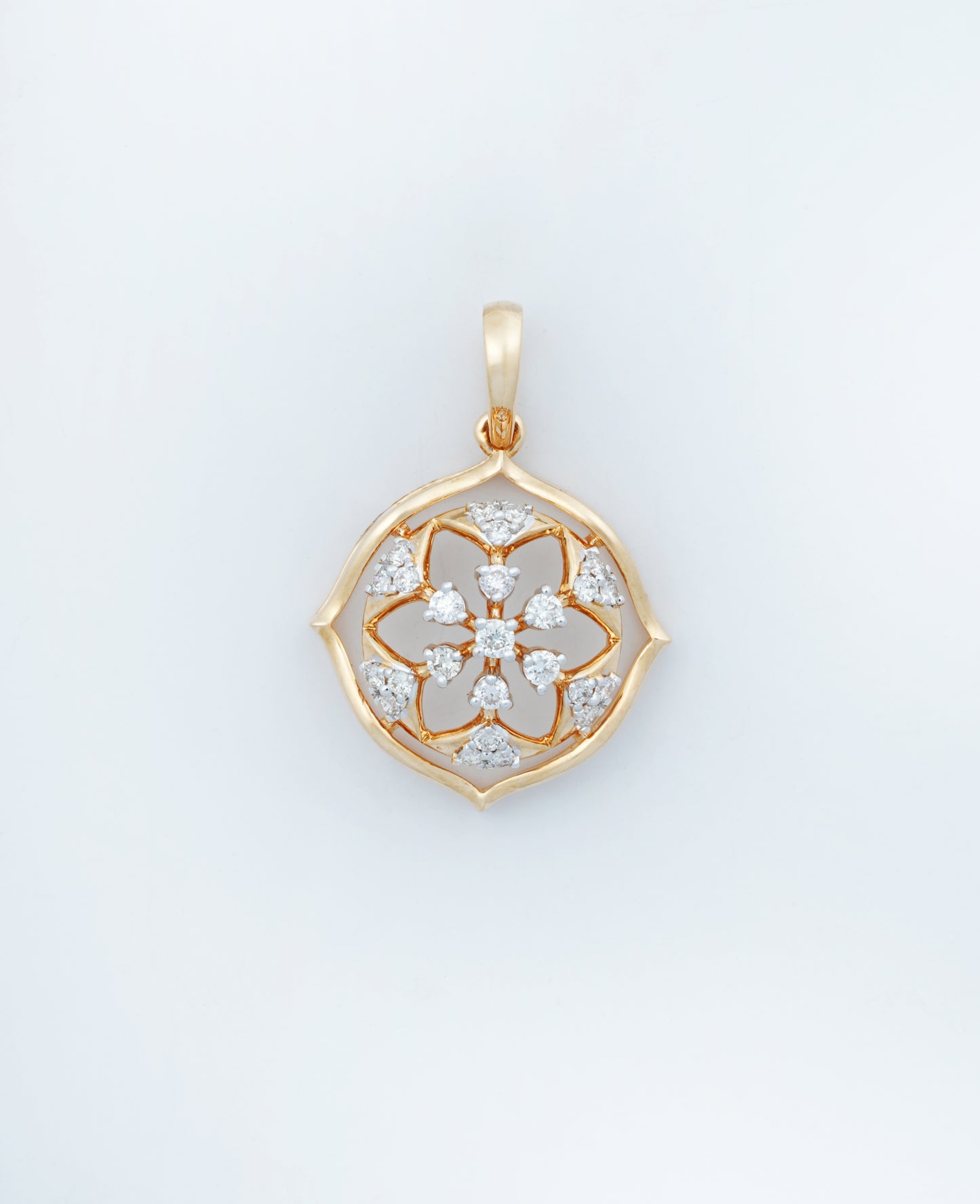 Rosette 18kt Yellow Gold Daily Wear Diamond Pendant for Women