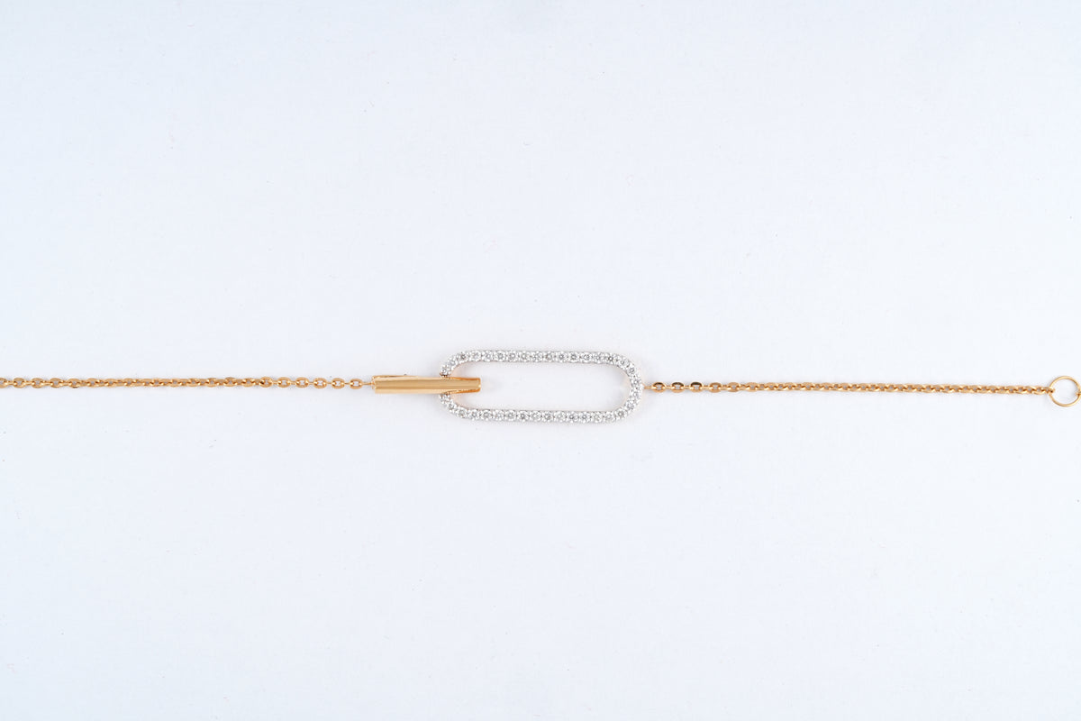 Rose gold 18KT diamond paperclip link bracelet, Lille by Challani