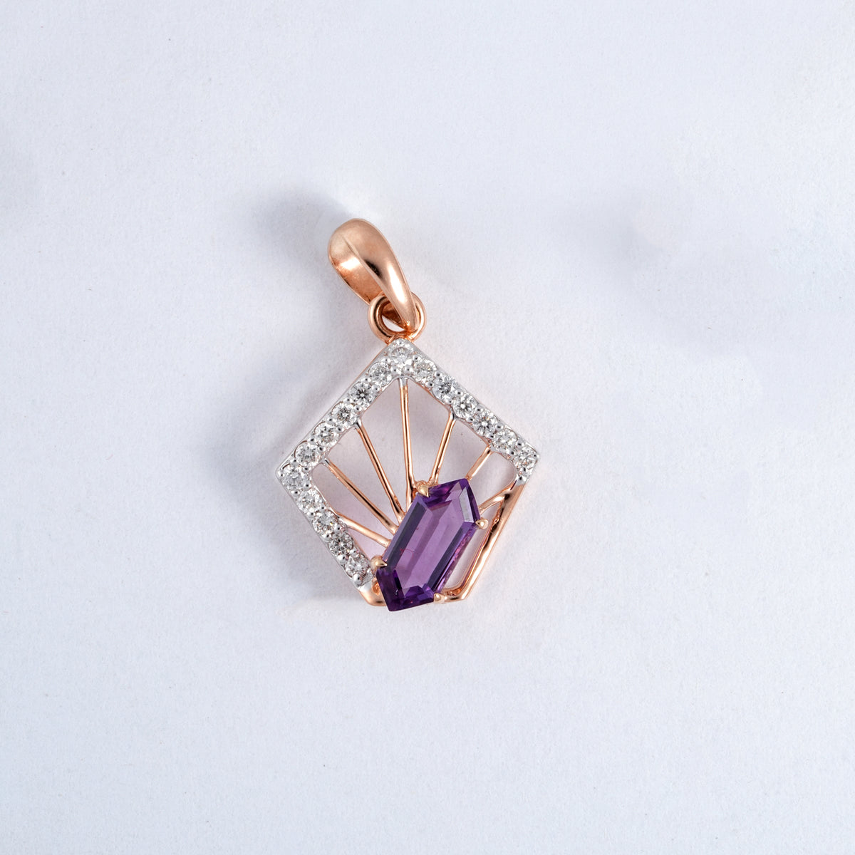 Rose Gold Purple Stone 18KT Diamond Pendant