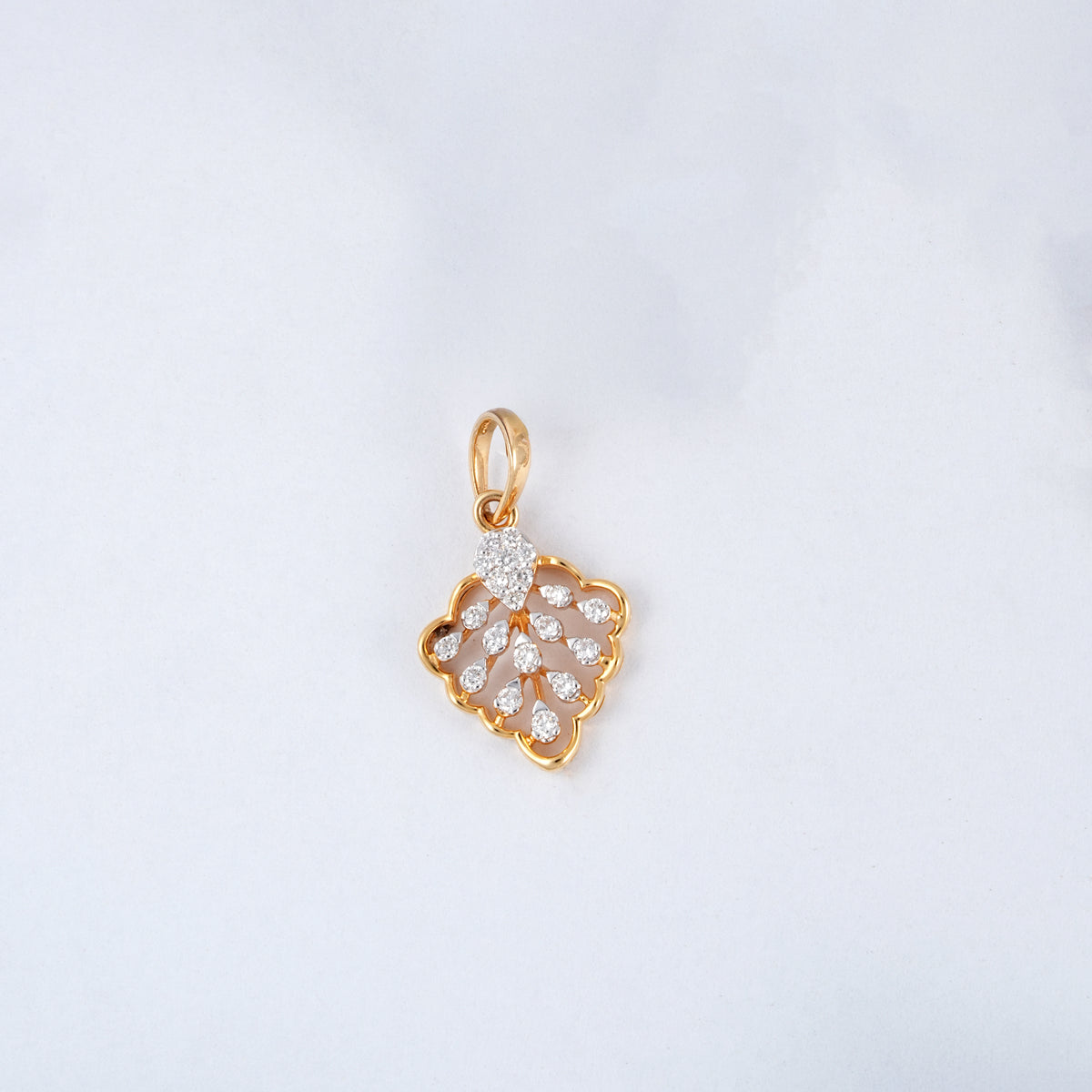 Yellow Gold Leaf 18KT Diamond Pendant