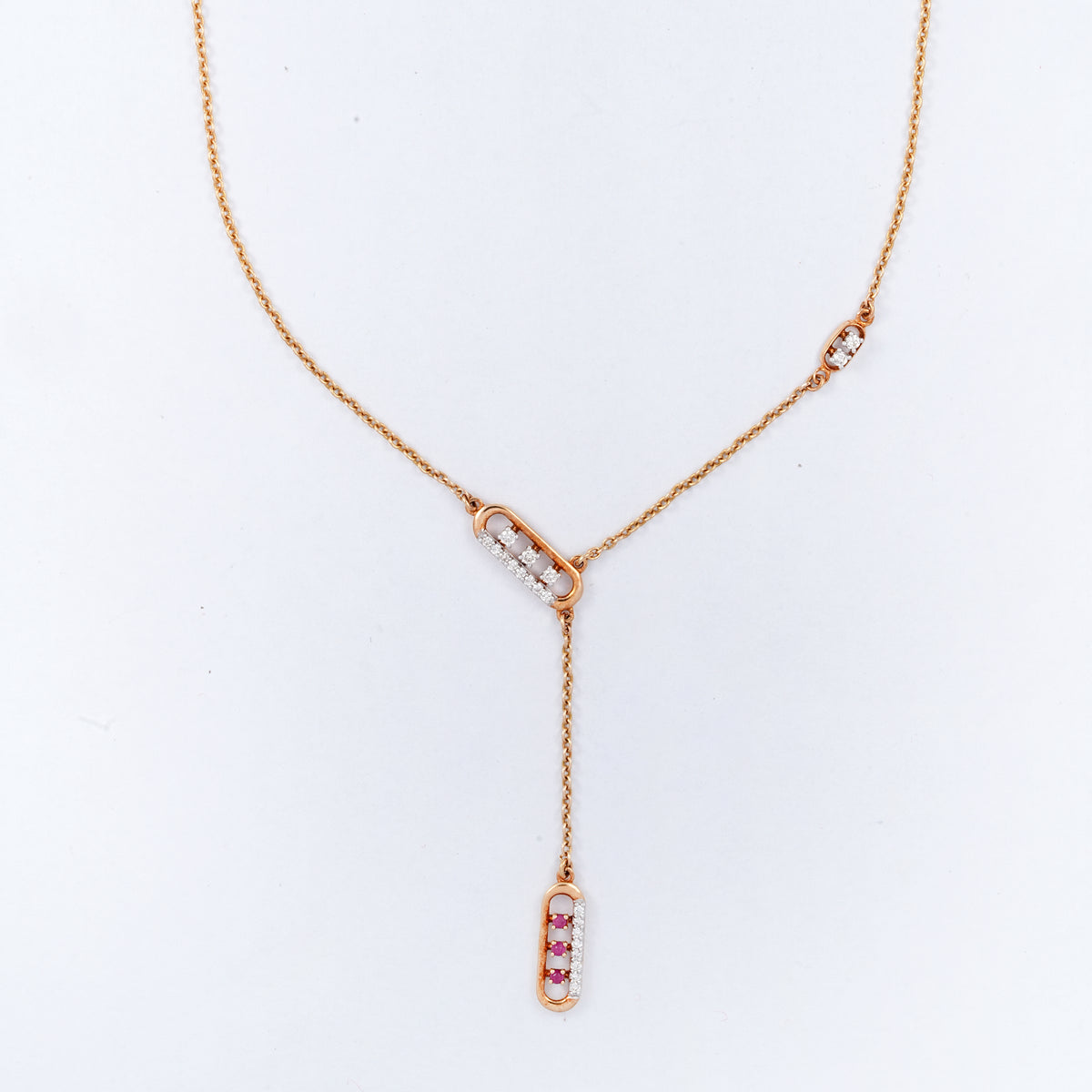 Rose Gold Drop 18KT Diamond Y Necklace