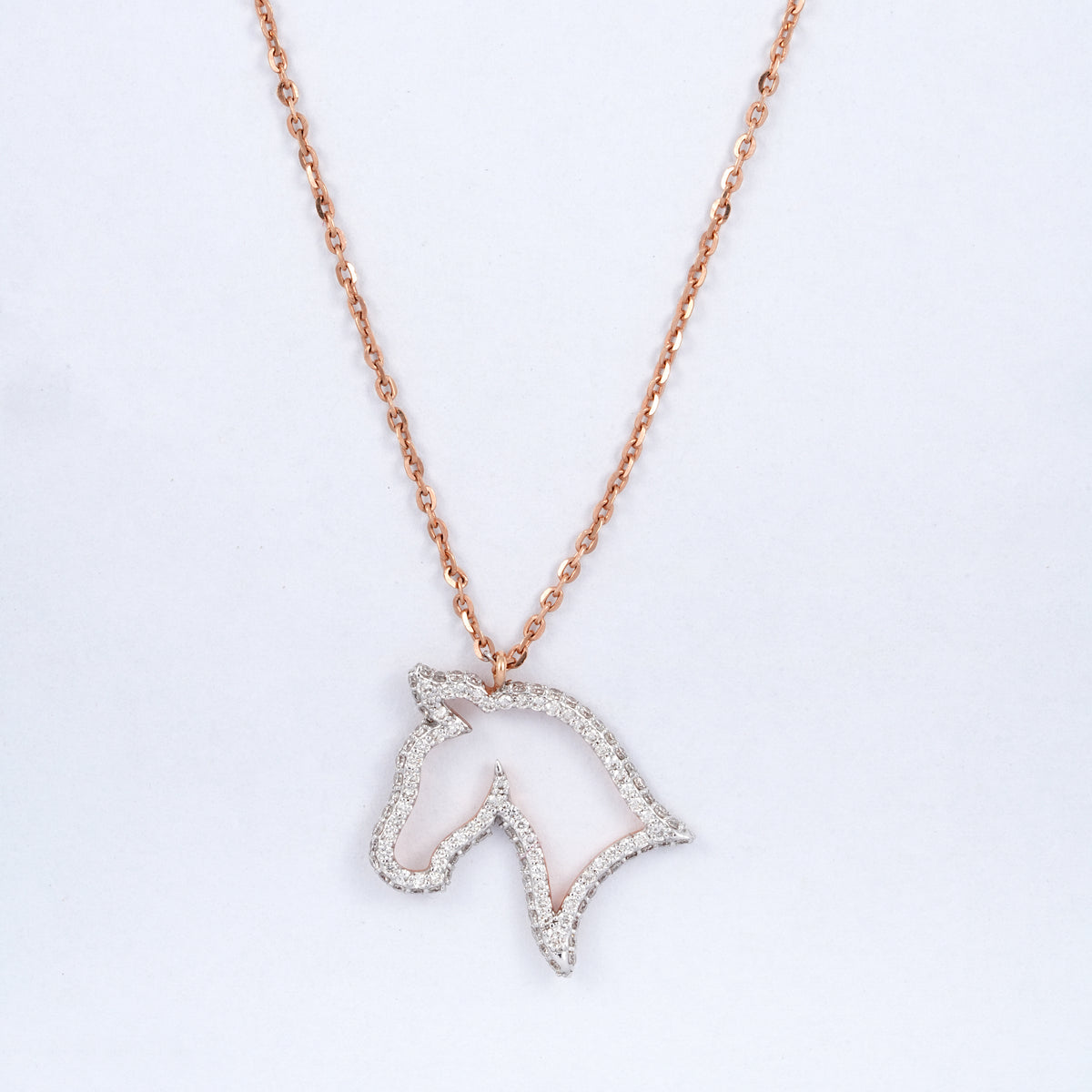 Rose Gold Horse Head 18KT Diamond Necklace