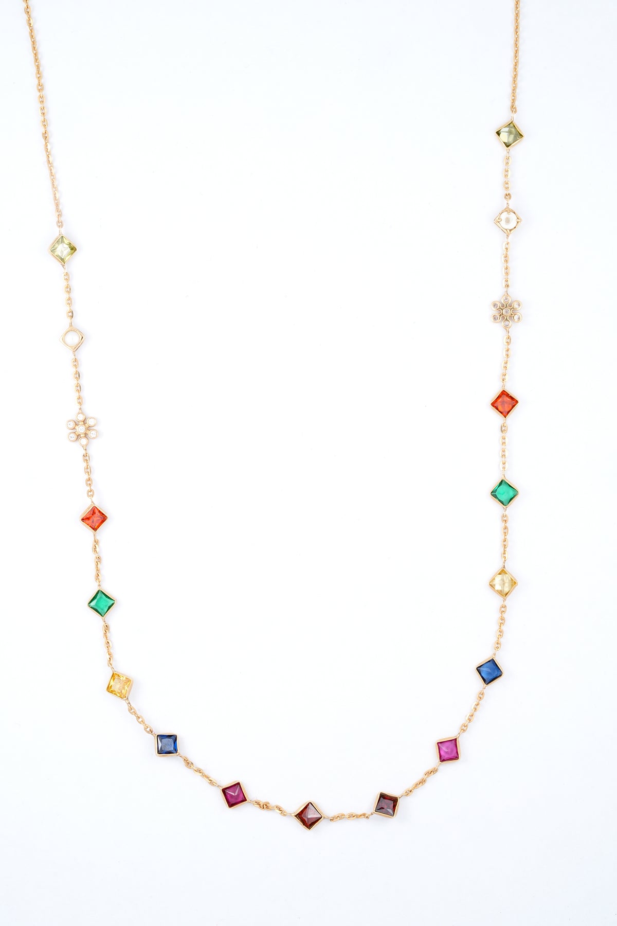 Yellow Gold Multi Stone Diamond Necklace