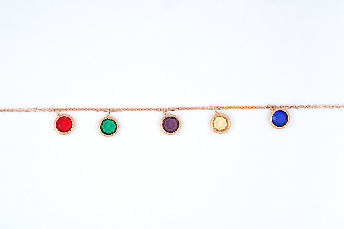 Rose Gold Rainbow Charm Chain Bracelet