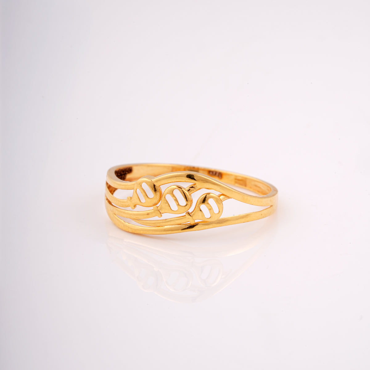 Yellow Gold Wide Band Loop Cutout Ring