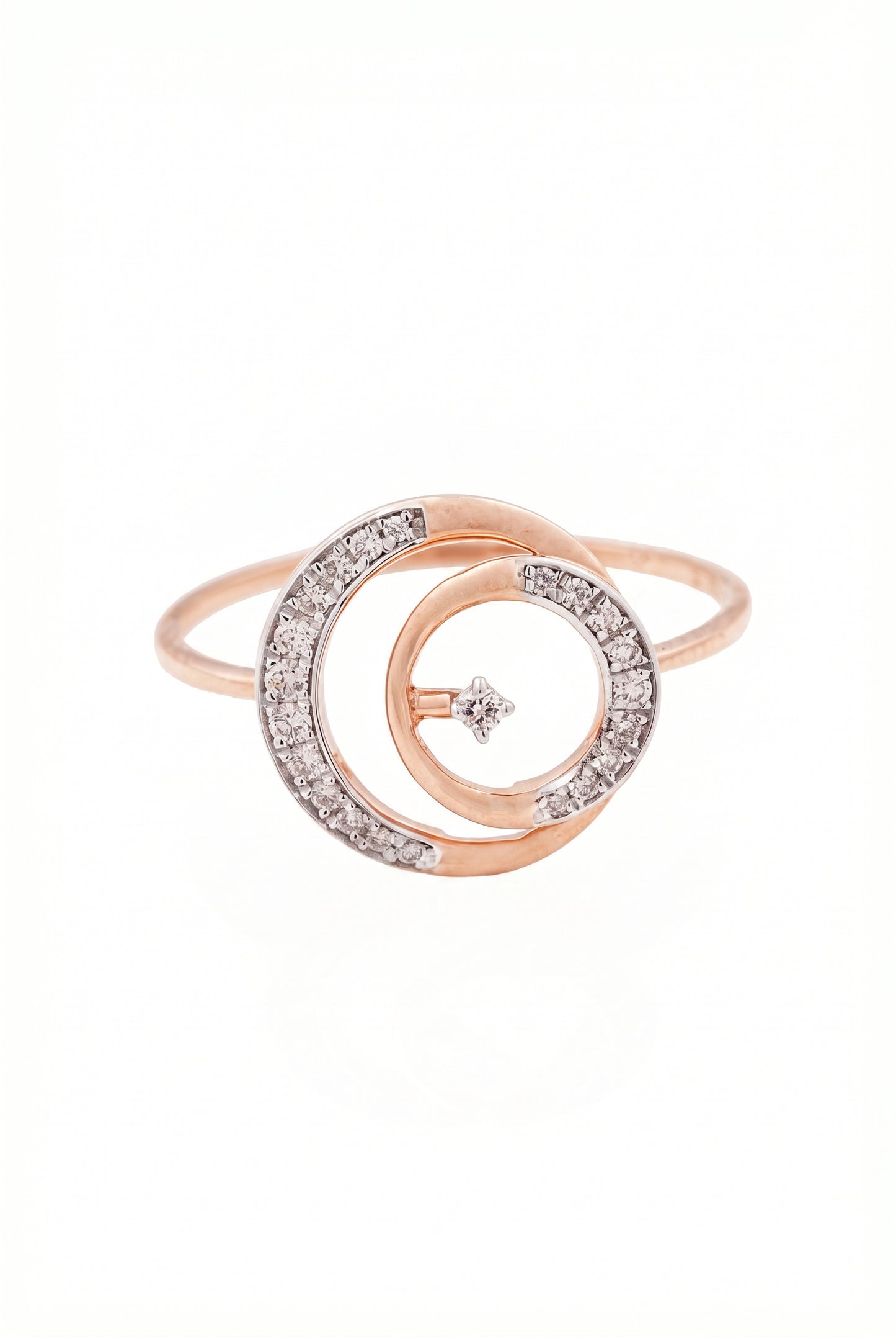 18kt Rose Gold Spiral Daily Wear Diamond Ring for Women